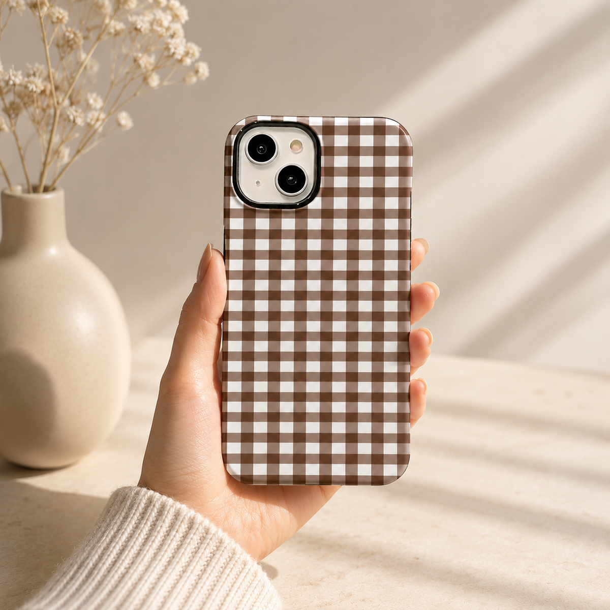 Beige Plaid Phone Case